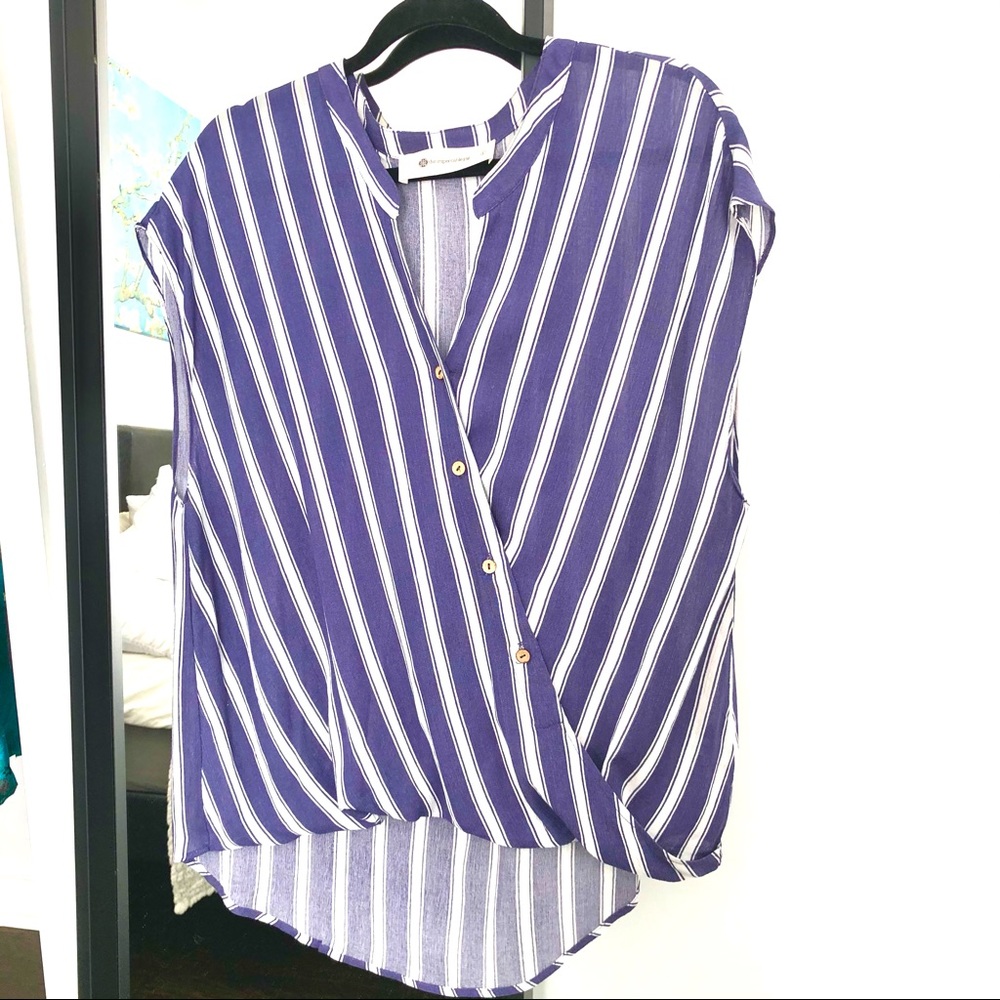 Impeccable Pig spring button down wrap top large